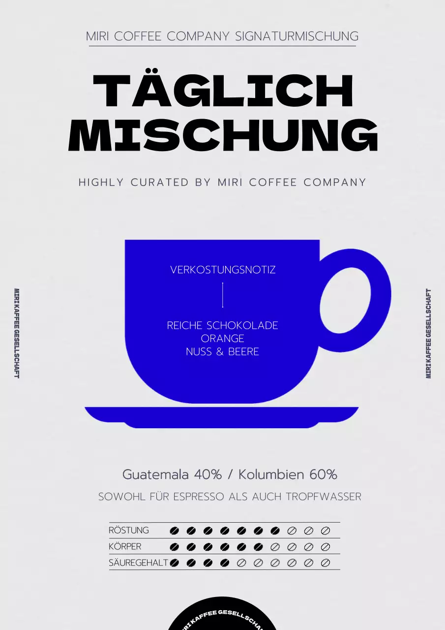 Einfache blaue Kaffeebohnen