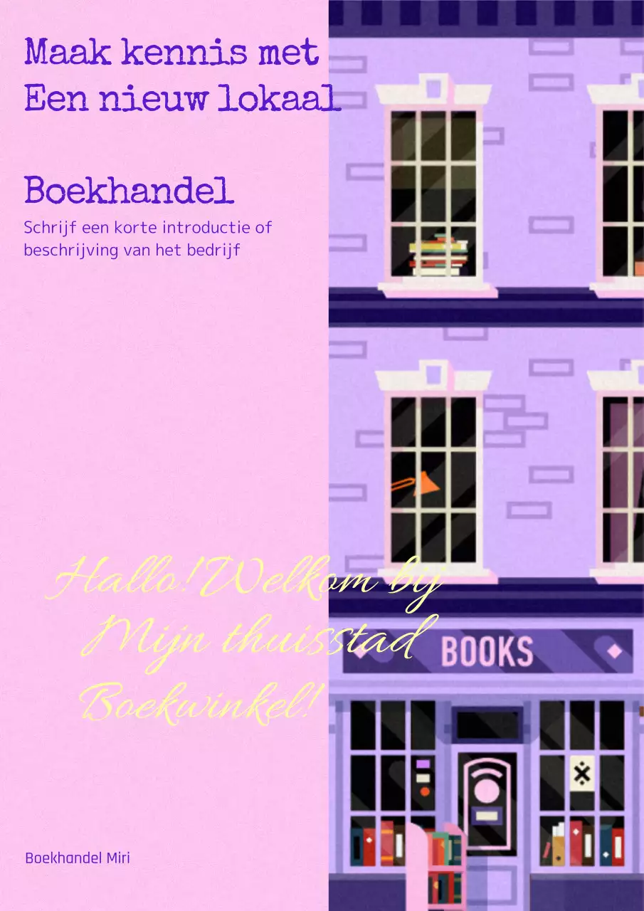 Maak kennis met de schattige roze en paarse boekwinkel