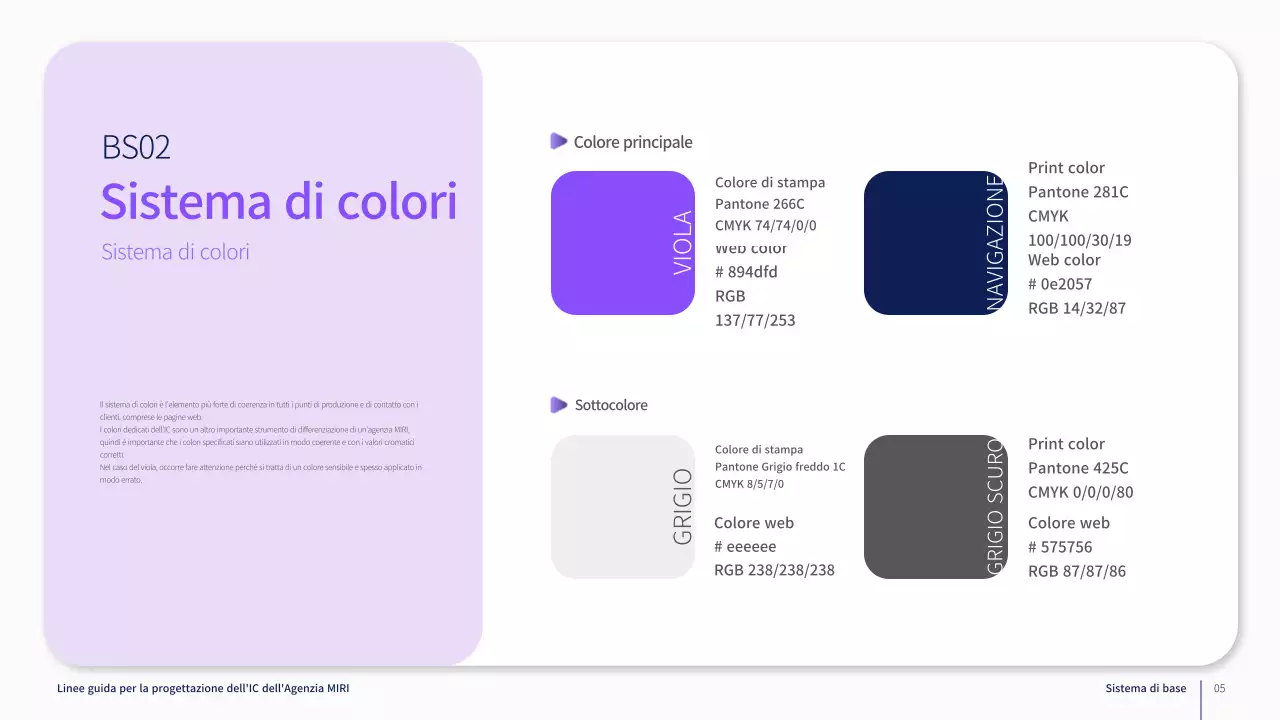 Linee guida del marchio aziendale in viola