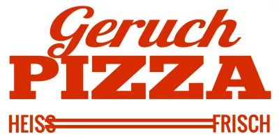 Rot und weiß einfachen modernen Text Betonung Logo Typ Stil für die Förderung einer Pizzeria