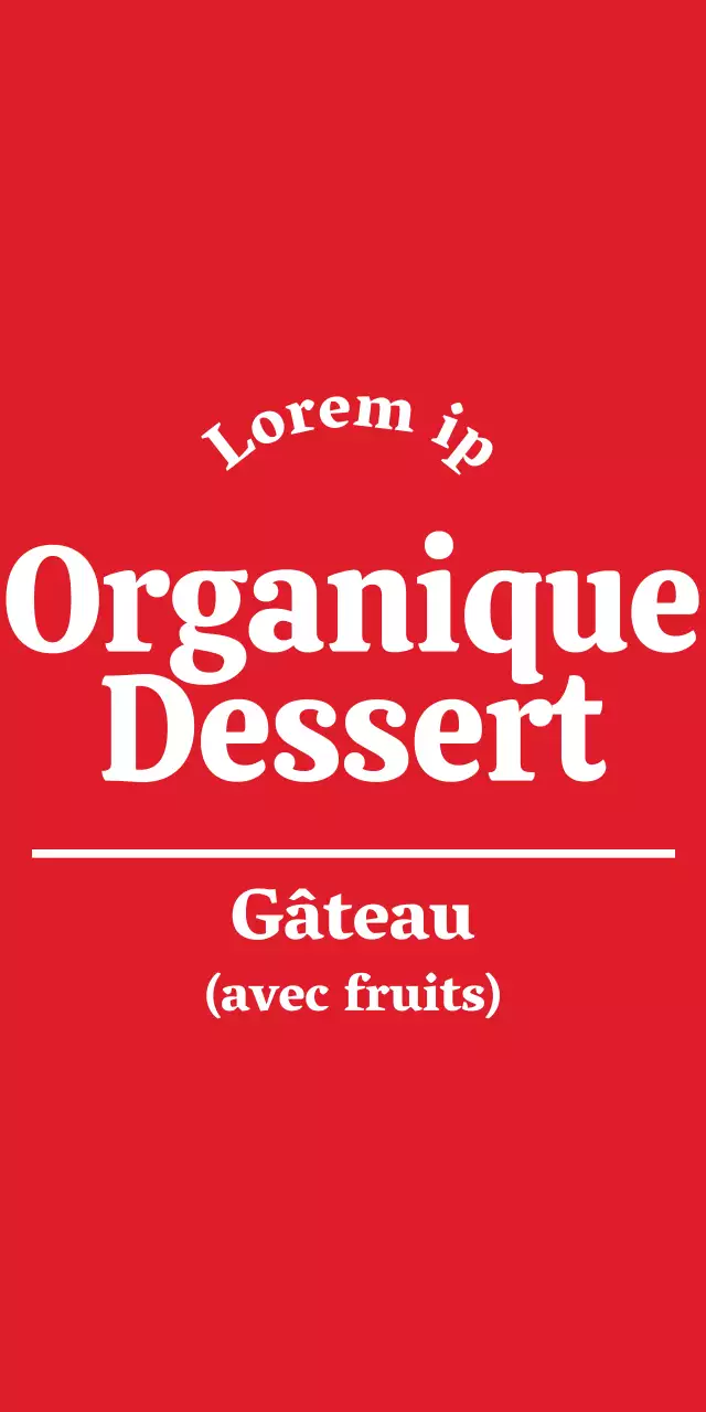 Design simple en rouge et blanc pour un concept de café dessert végétalien respectueux de l'environnement.