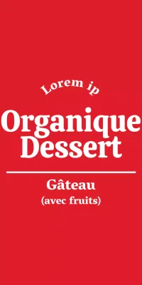 Design simple en rouge et blanc pour un concept de café dessert végétalien respectueux de l'environnement.