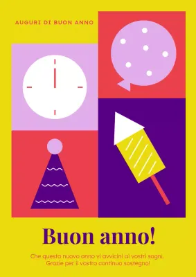 Poster di auguri per il nuovo anno in stile pop moderno
