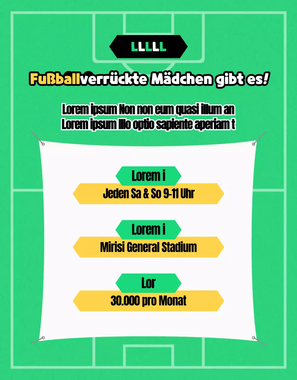 Frauenfußball mit grün-gelben Akzenten