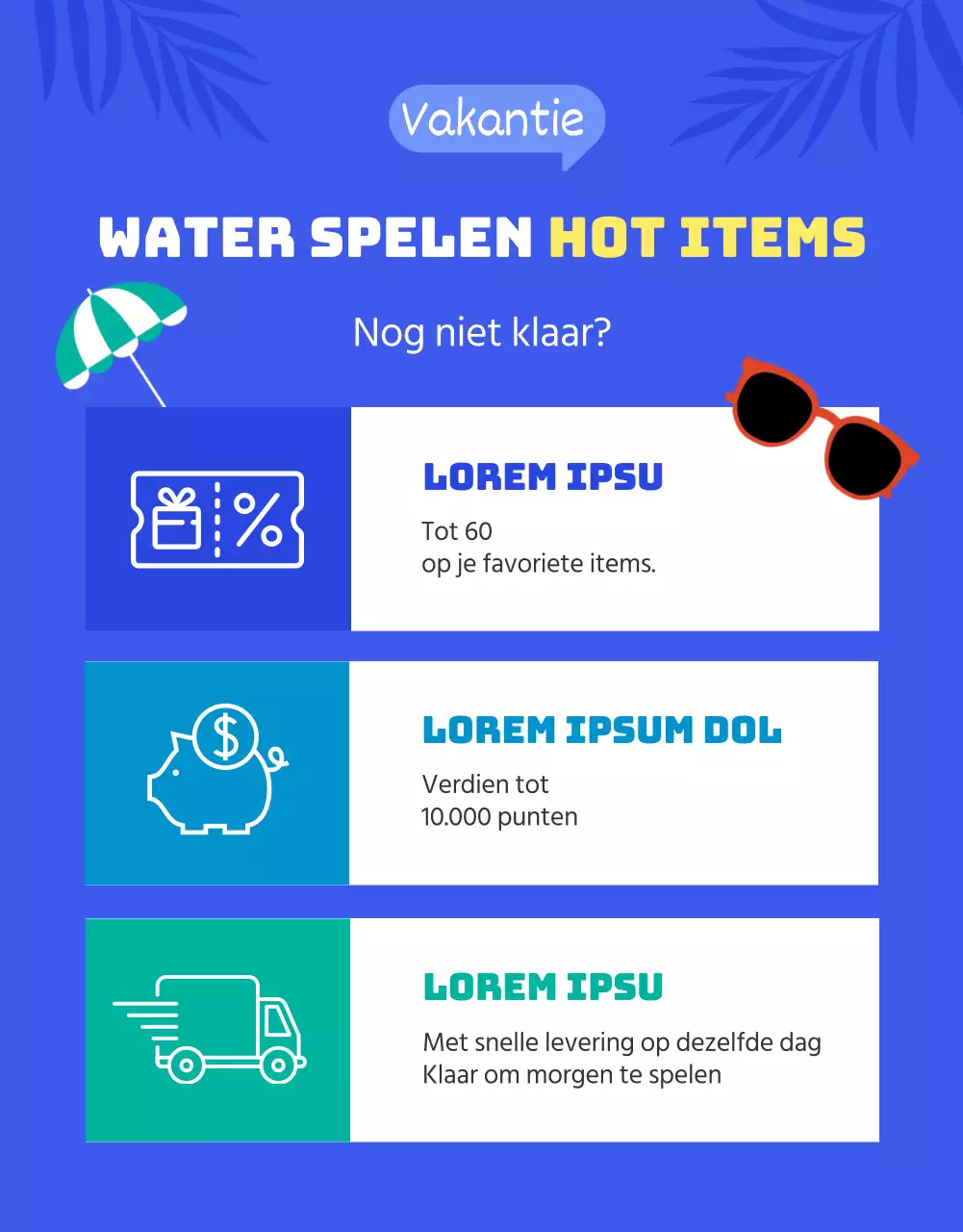 Promoot je zomervakantie met blauwe en gele accenten