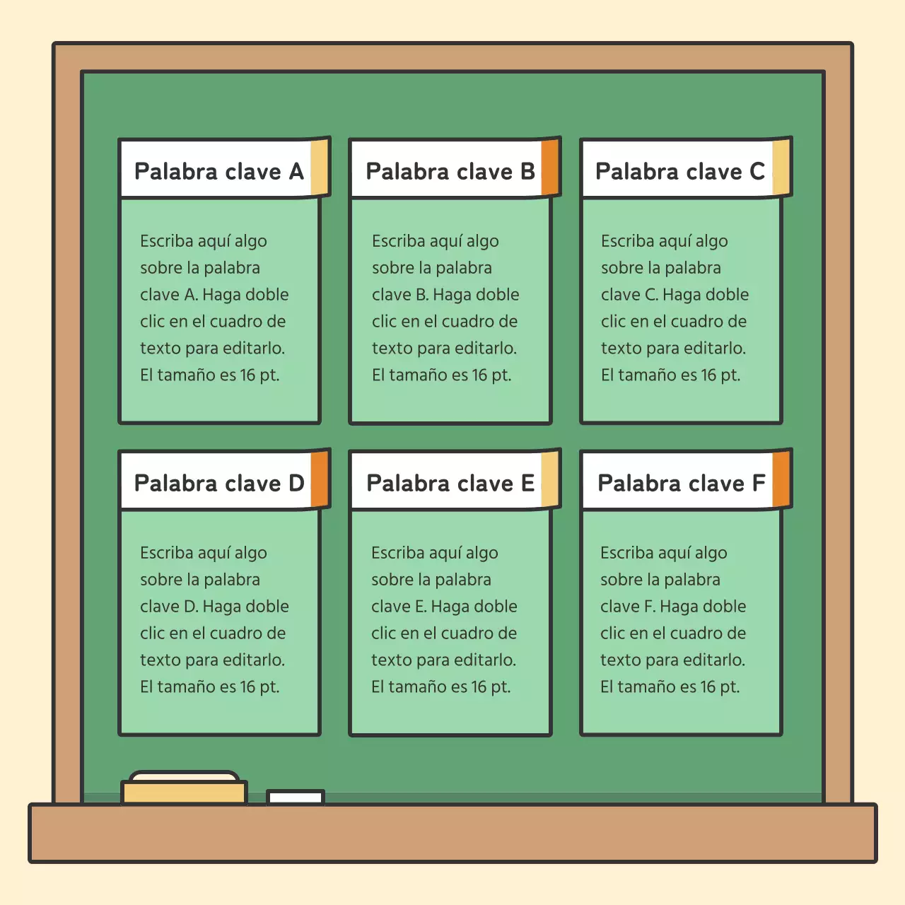 Coloridas y bonitas tarjetas educativas de pizarraNoticias