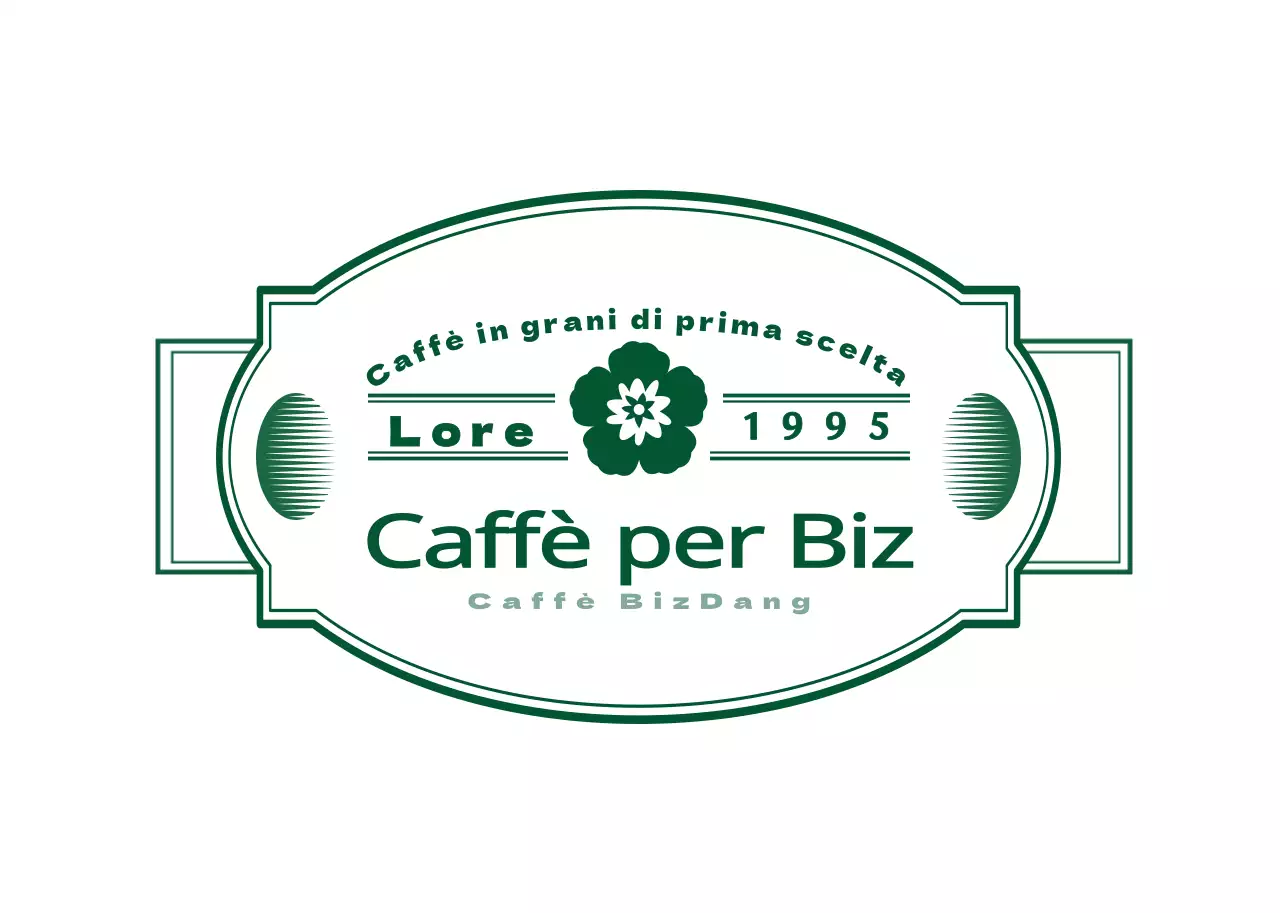 Etichette adesive emozionali e semplici in stile emblema del caffè in verde scuro e bianco