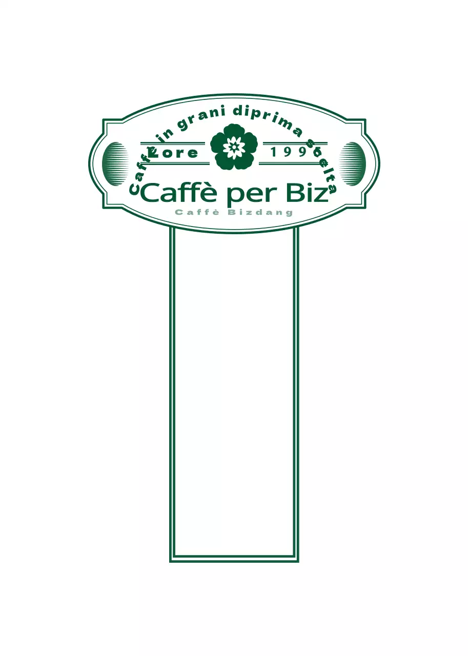 Etichette adesive emozionali e semplici in stile emblema del caffè in verde scuro e bianco