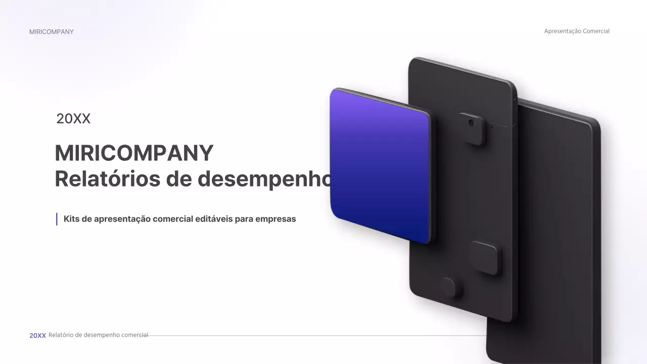 Kit de apresentação comercial tridimensional com conceito de IU roxo