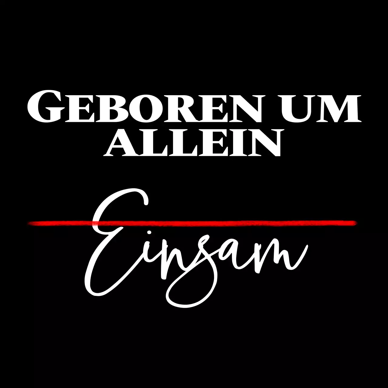 Merchandise mit englischen Sätzen in einem einfachen Design in schwarz-weiß und rot