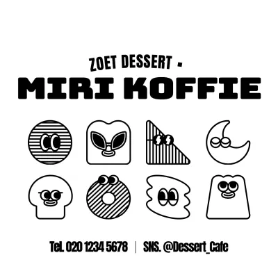 Knuffeldesserts karaktercombinaties stijl cafe promotie en informatie