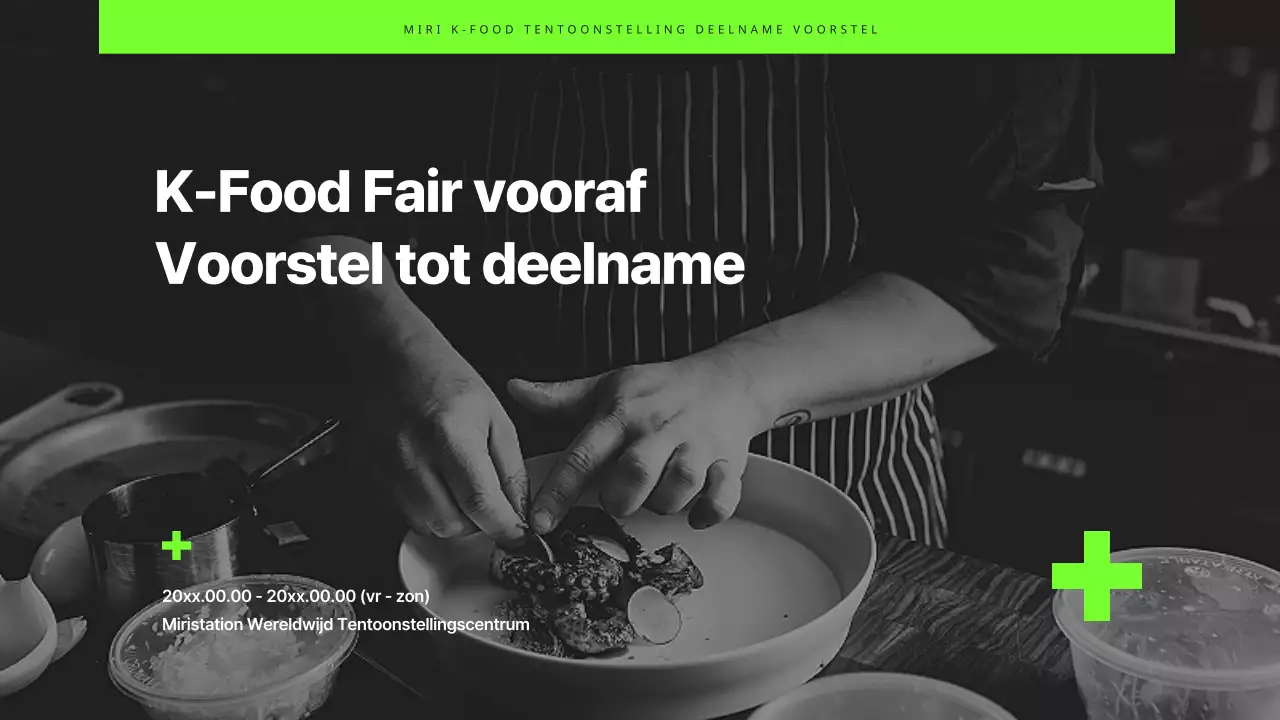 Bedrijfsvoorstel moderne voedselbeurs in zwart en chartreuse