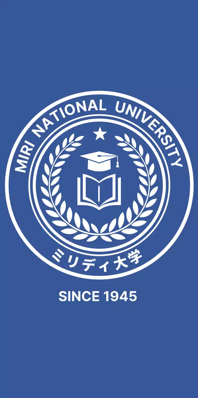 青と白の大学シンボルマークが入った学校記念品