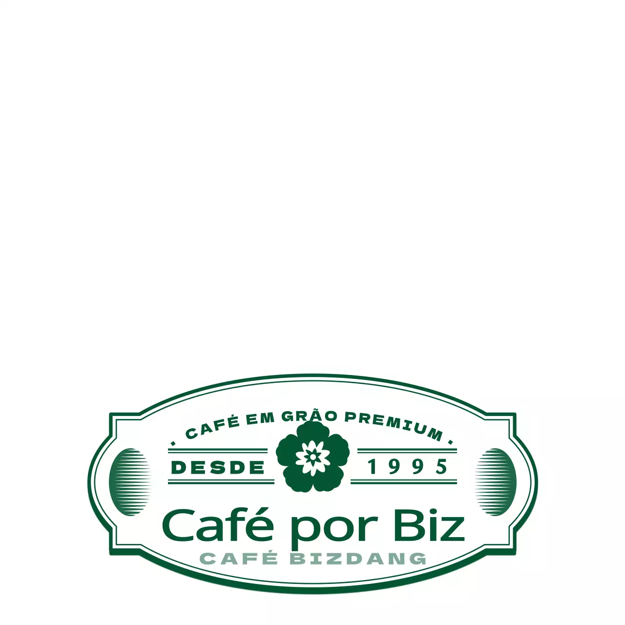 Verde e branco simples moderno retro emblema logotipo estilo café informações