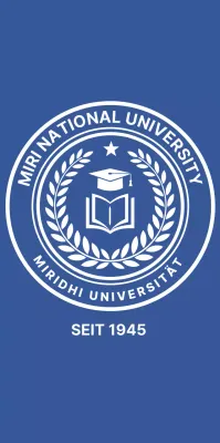 Schulsouvenirs mit blauen und weißen Universitätssymbolen