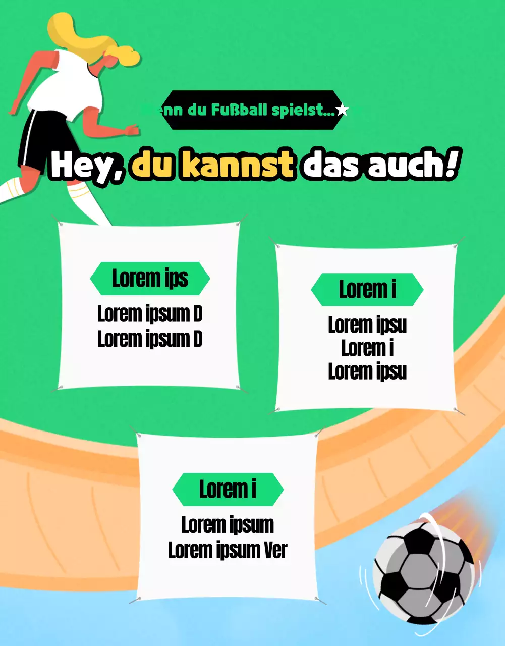 Frauenfußball mit grün-gelben Akzenten