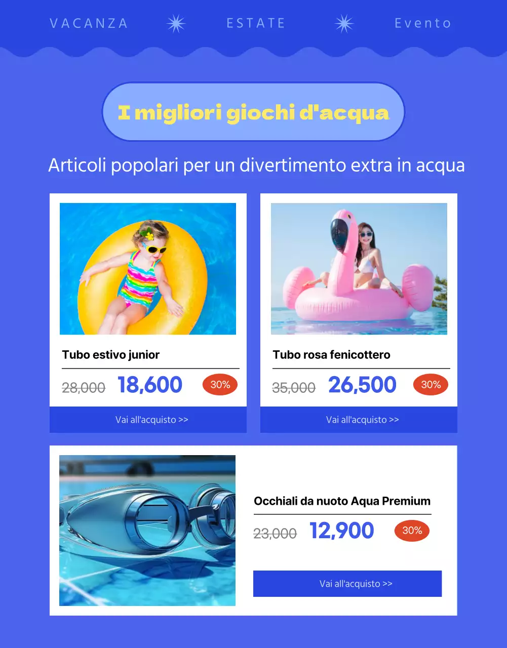 Promuovete la vostra vendita per le vacanze estive con i toni del blu e del giallo
