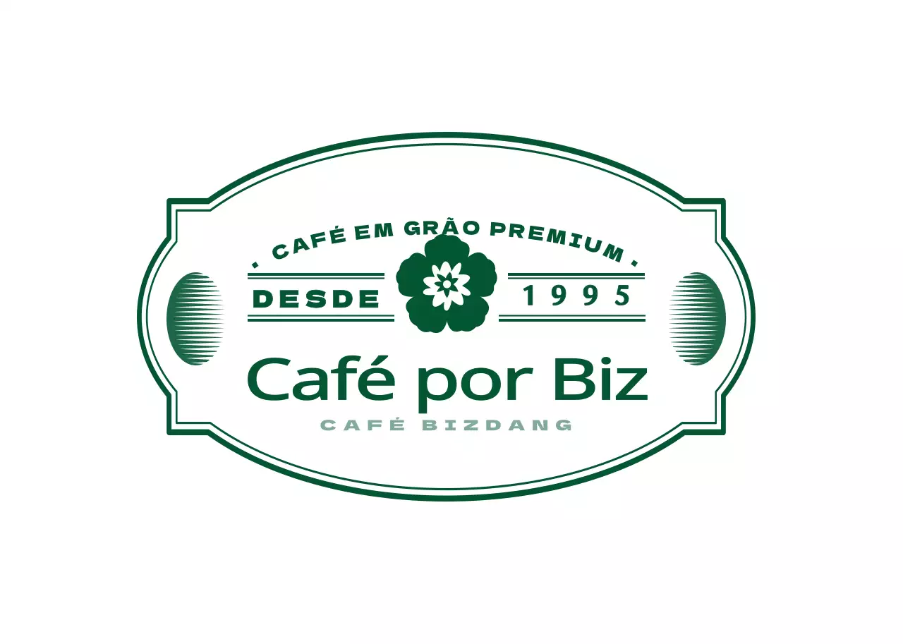 Autocolante de estilo simples e emotivo com logotipo de café em verde escuro e branco