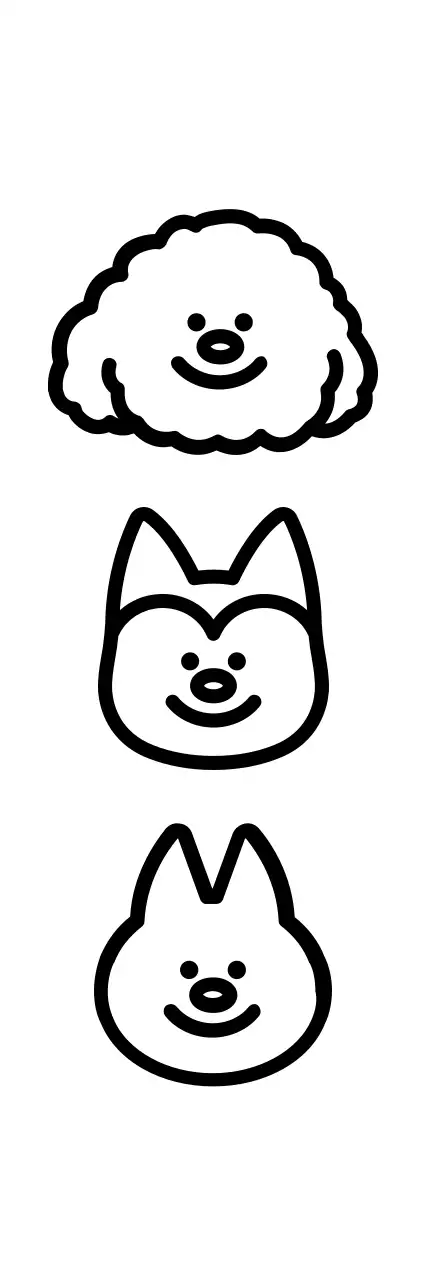 丸くてかわいい子犬や猫のイラスト集スタイルグッズ用