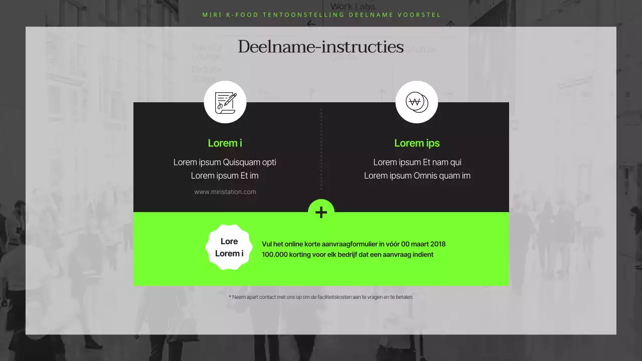 Bedrijfsvoorstel moderne voedselbeurs in zwart en chartreuse