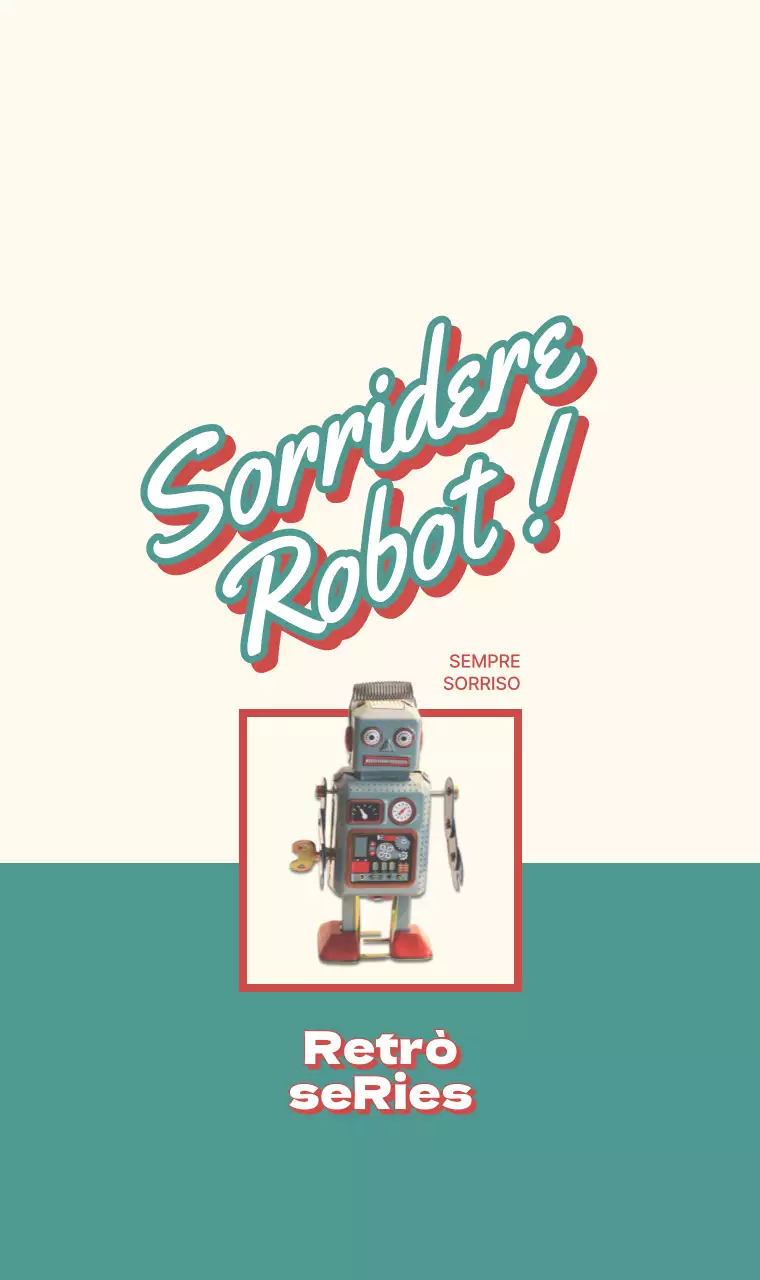 Robot e tipografia carini in stile retrò in turchese