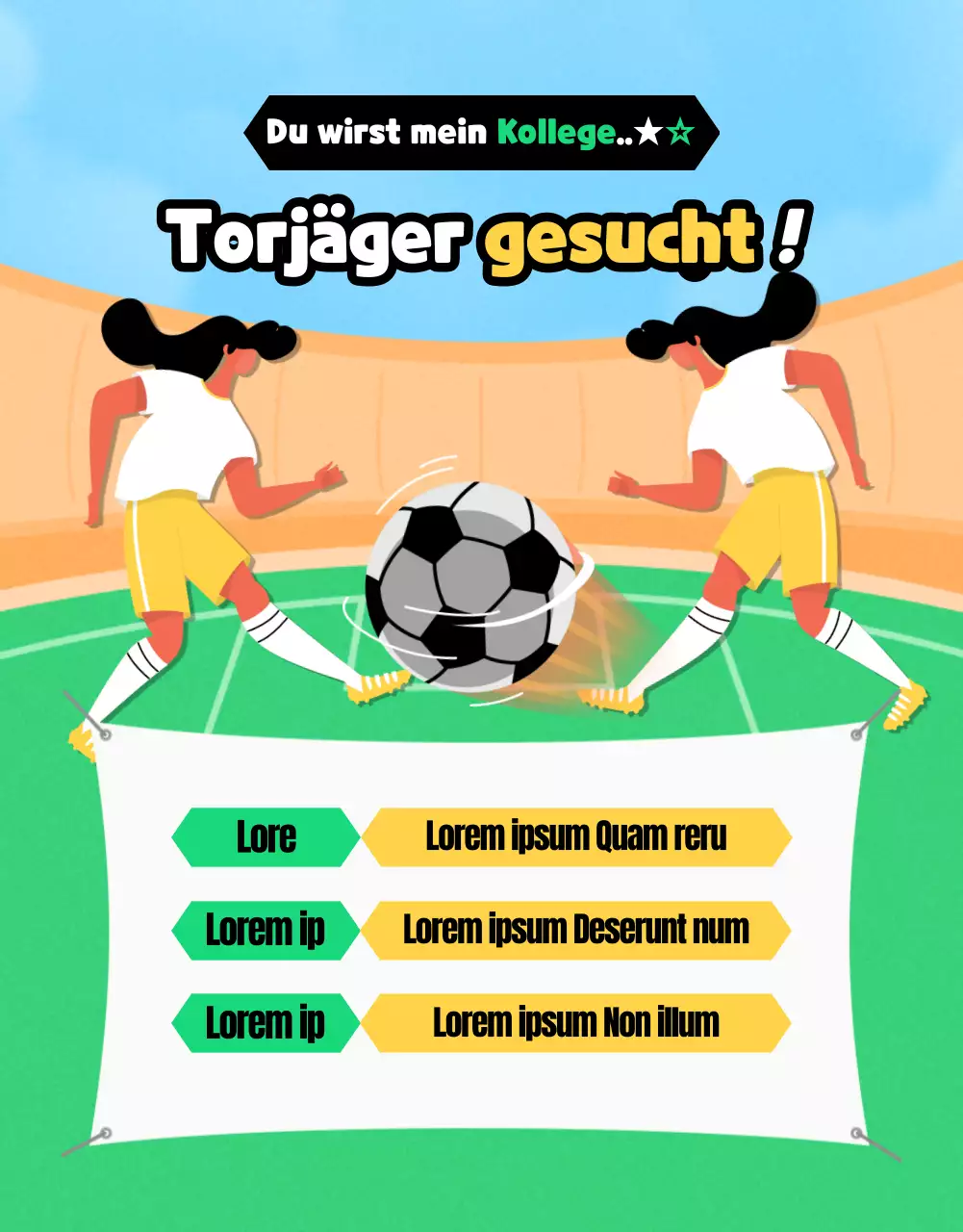 Frauenfußball mit grün-gelben Akzenten