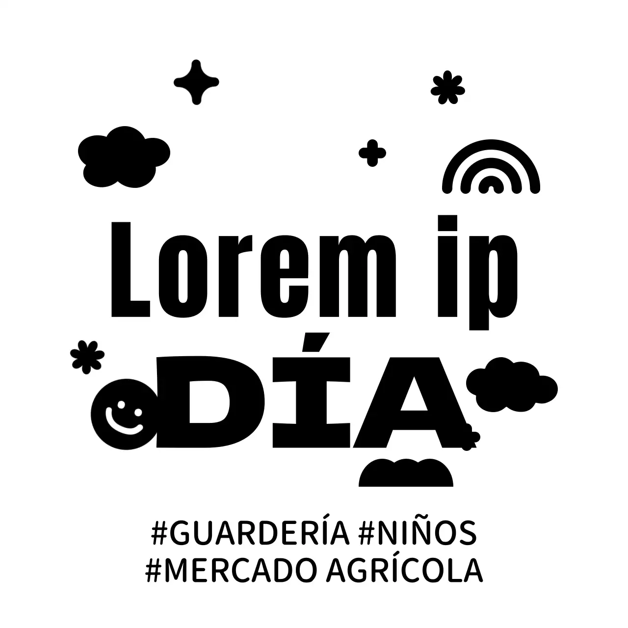 Bonito y limpio estilo de combinación de texto y marco de bolsa de plástico para promocionar e informar a los niños antes del mercado