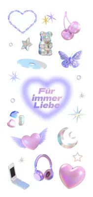 Das rosa und violette Leuchten des 3D Y2K-Konzepts.