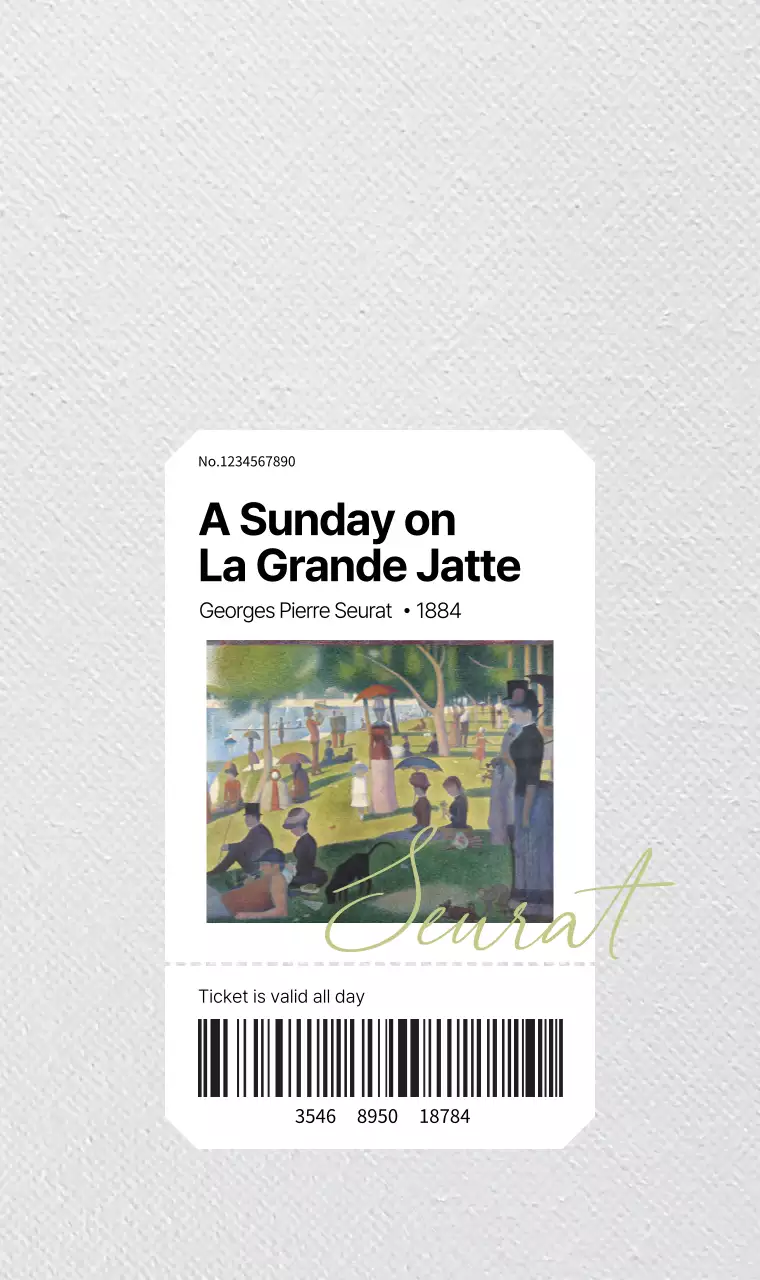 チケットをコンセプトにしたスタイリッシュなタイポグラフィと名画写真