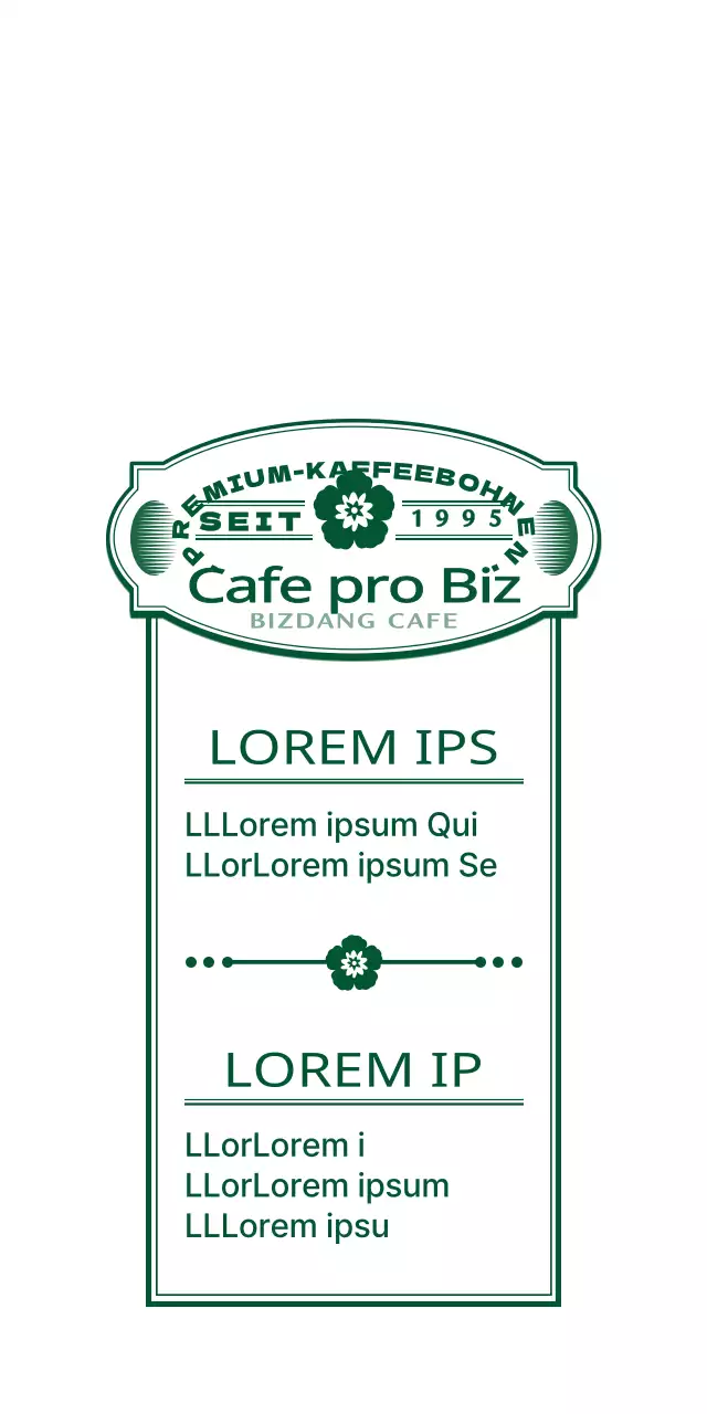 Grün und weiß einfache moderne Retro-Emblem Logo Stil Café Informationen