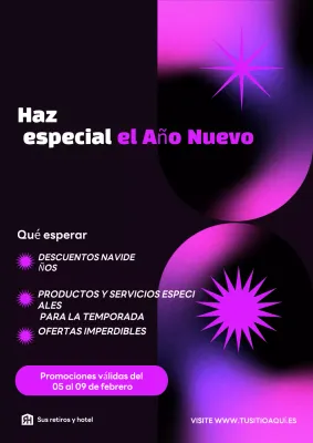 degradado negro y rosa abstracto promoción año nuevo