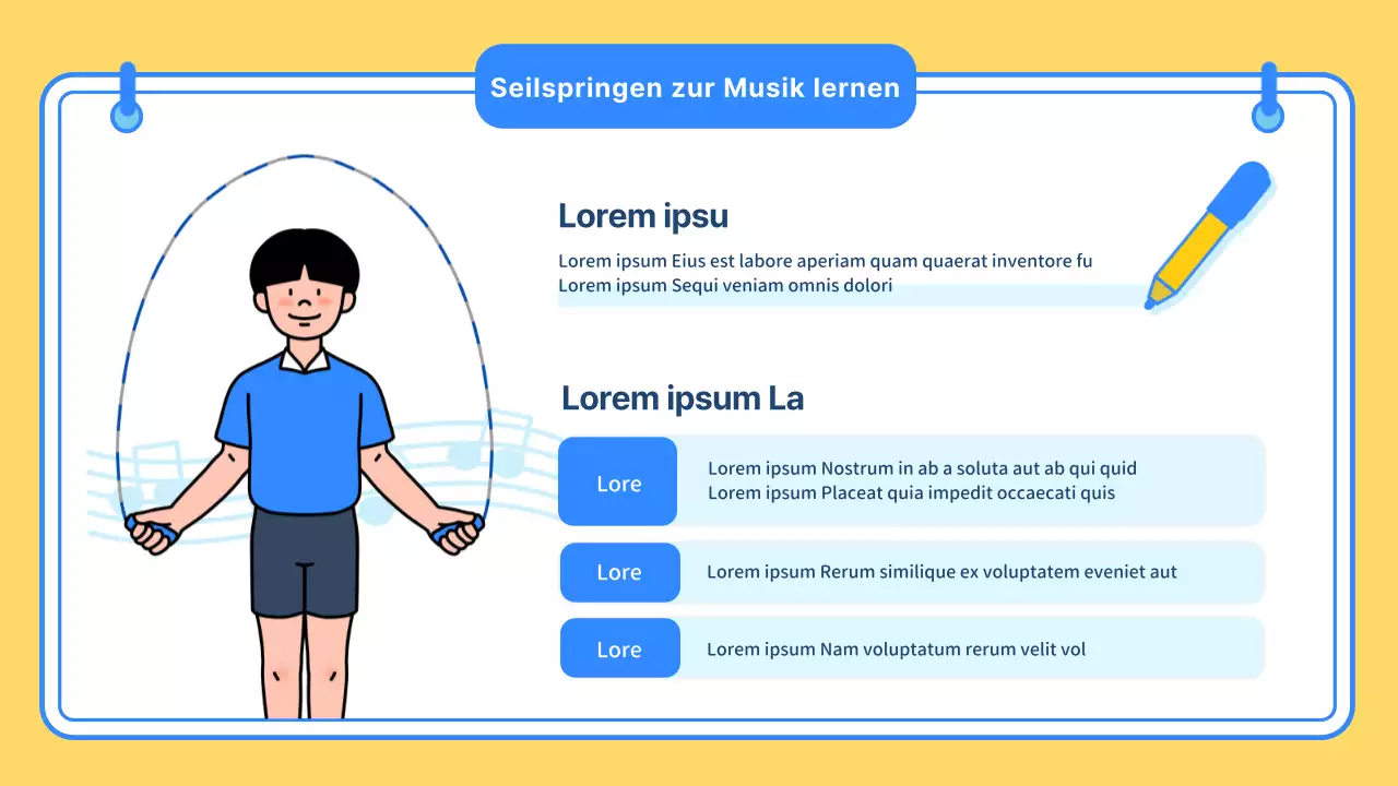 Gelb blau niedliche Illustration Schule Leibeserziehung Unterrichtsmaterial