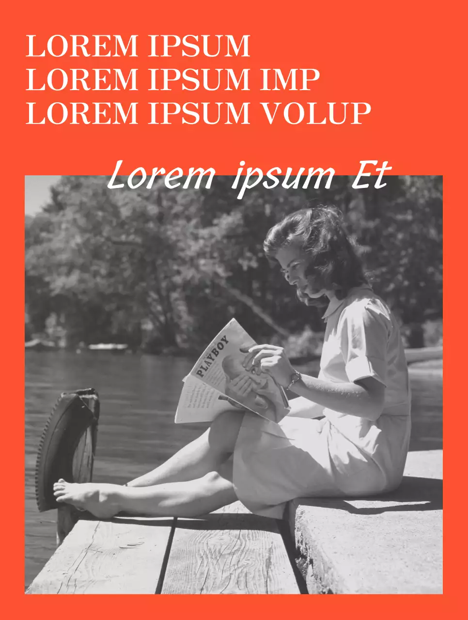 Marchandise sentimentale avec une photo vintage en noir et blanc d'une femme en orange.