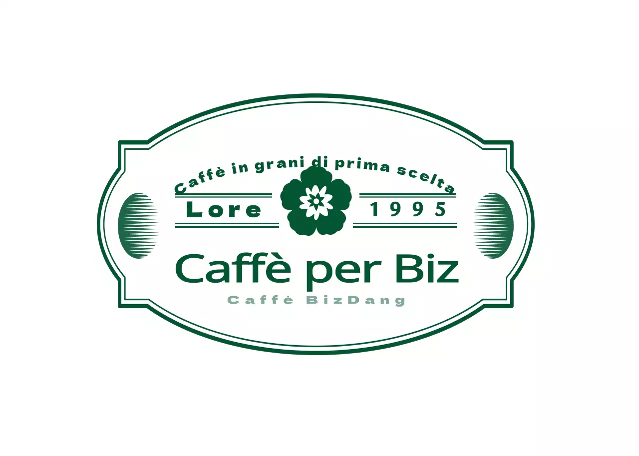 Etichette adesive emozionali e semplici in stile emblema del caffè in verde scuro e bianco