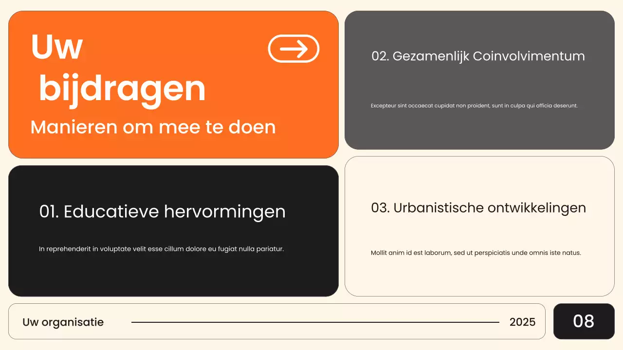 Oranje Moderne Burgerlijke Aankondiging Presentatie