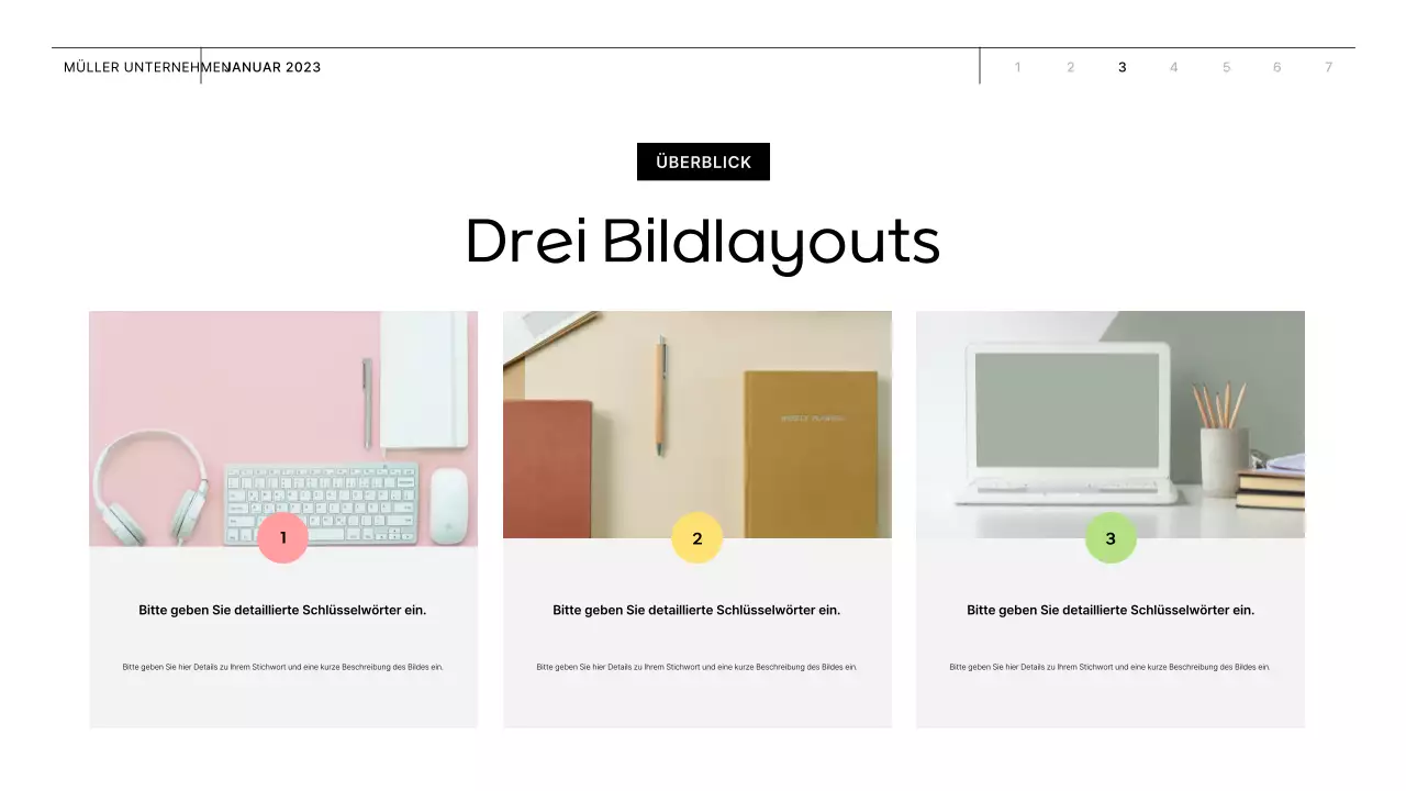 Geschäftsvorschlag mit rosa und gelben Formen