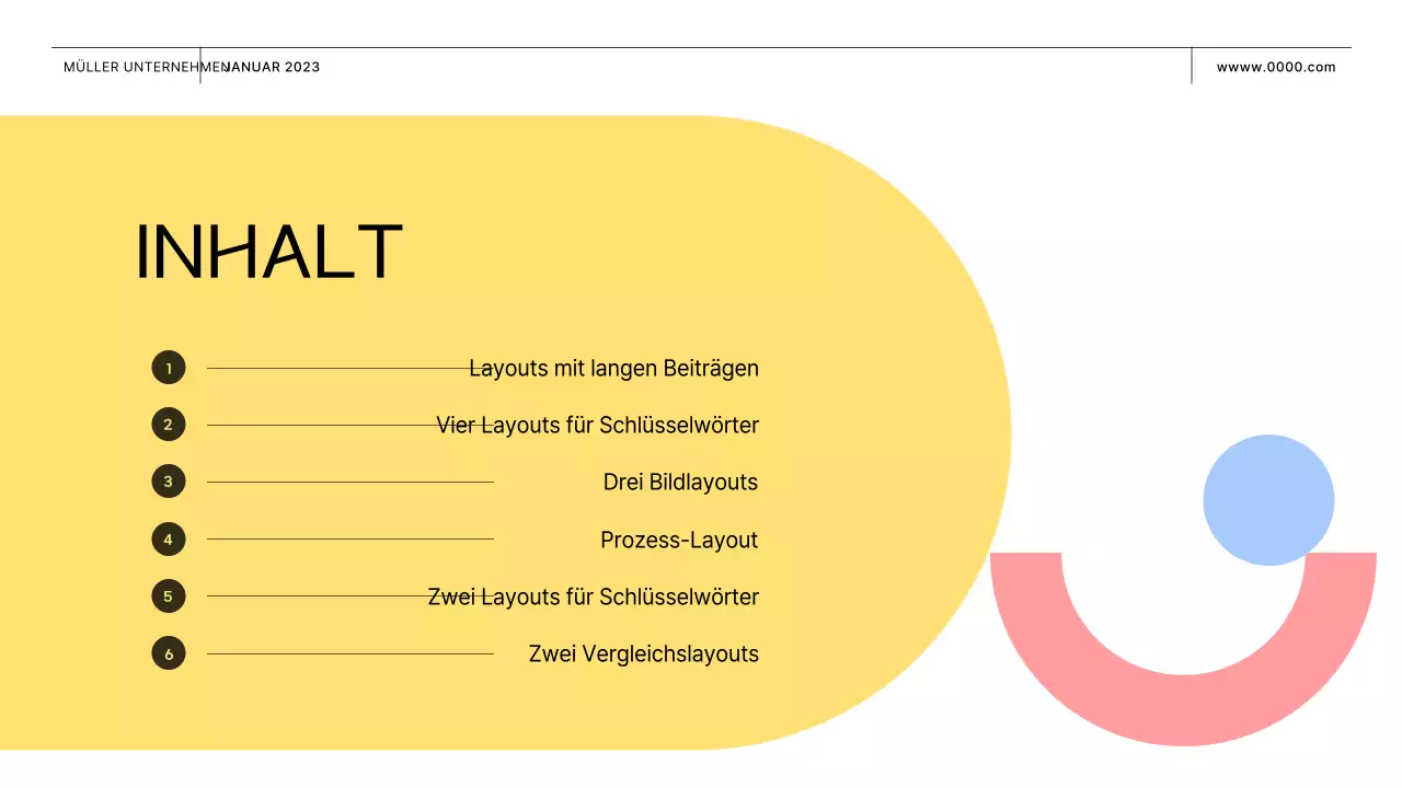 Geschäftsvorschlag mit rosa und gelben Formen