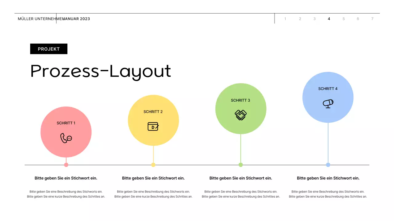 Geschäftsvorschlag mit rosa und gelben Formen