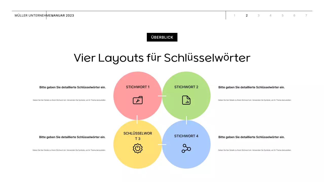 Geschäftsvorschlag mit rosa und gelben Formen