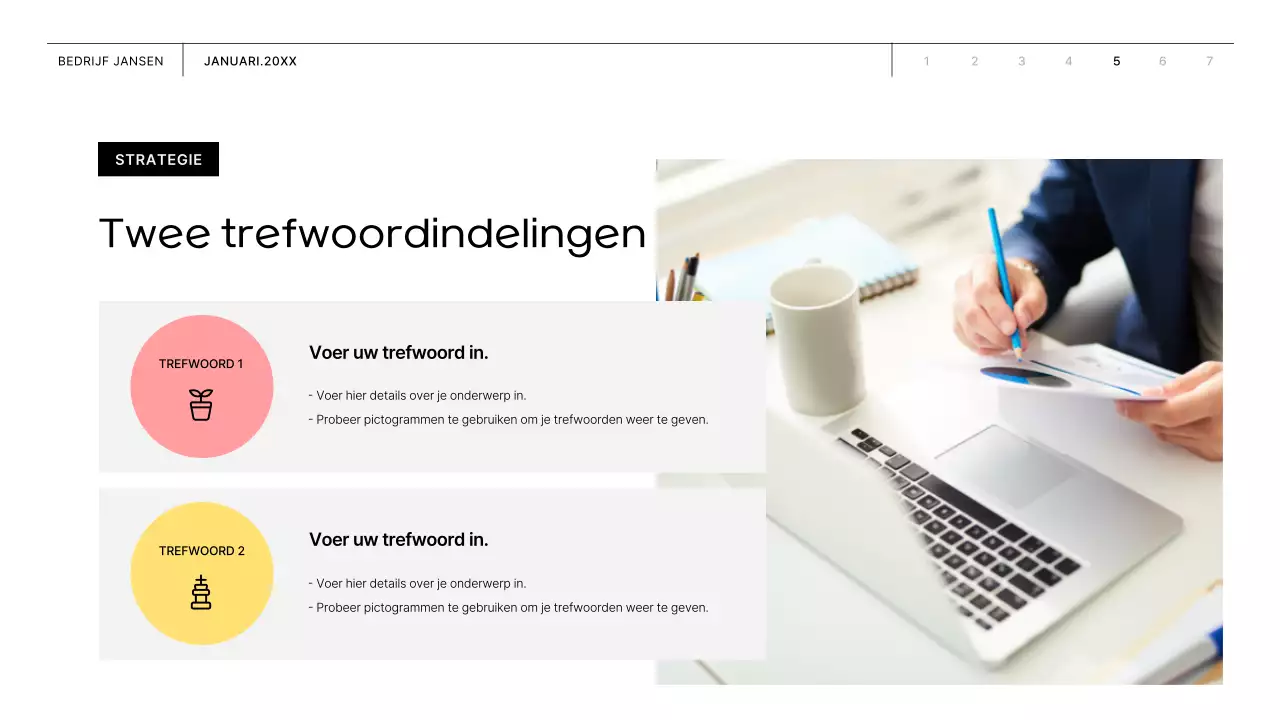 Zakelijk voorstel met roze en gele vormen