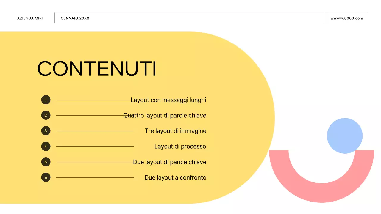 Proposta commerciale con forme rosa e gialle