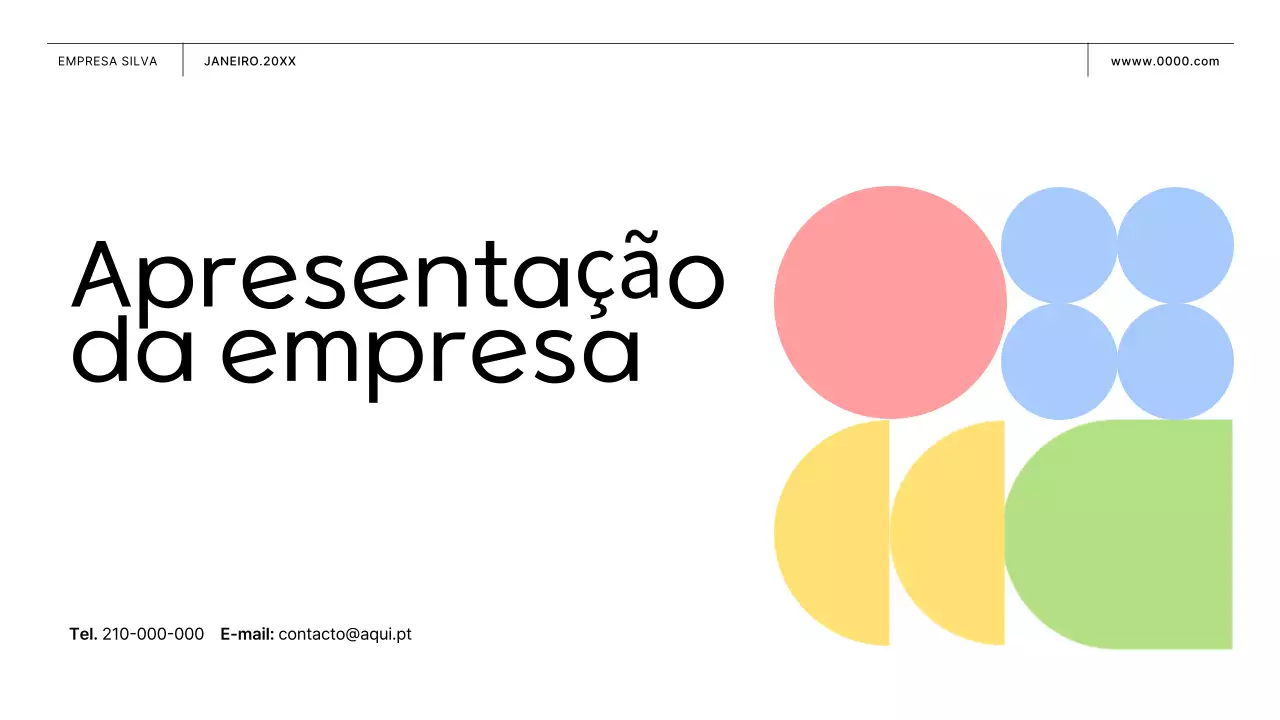Proposta comercial com formas cor-de-rosa e amarelas