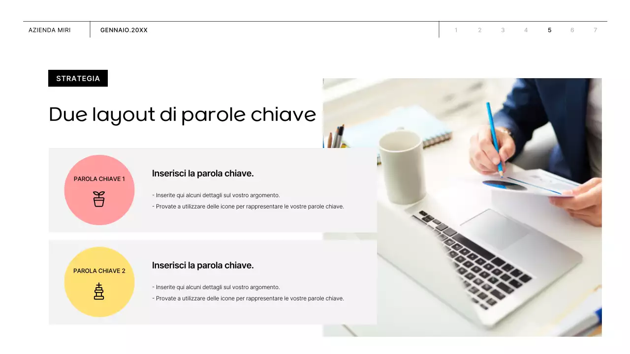 Proposta commerciale con forme rosa e gialle