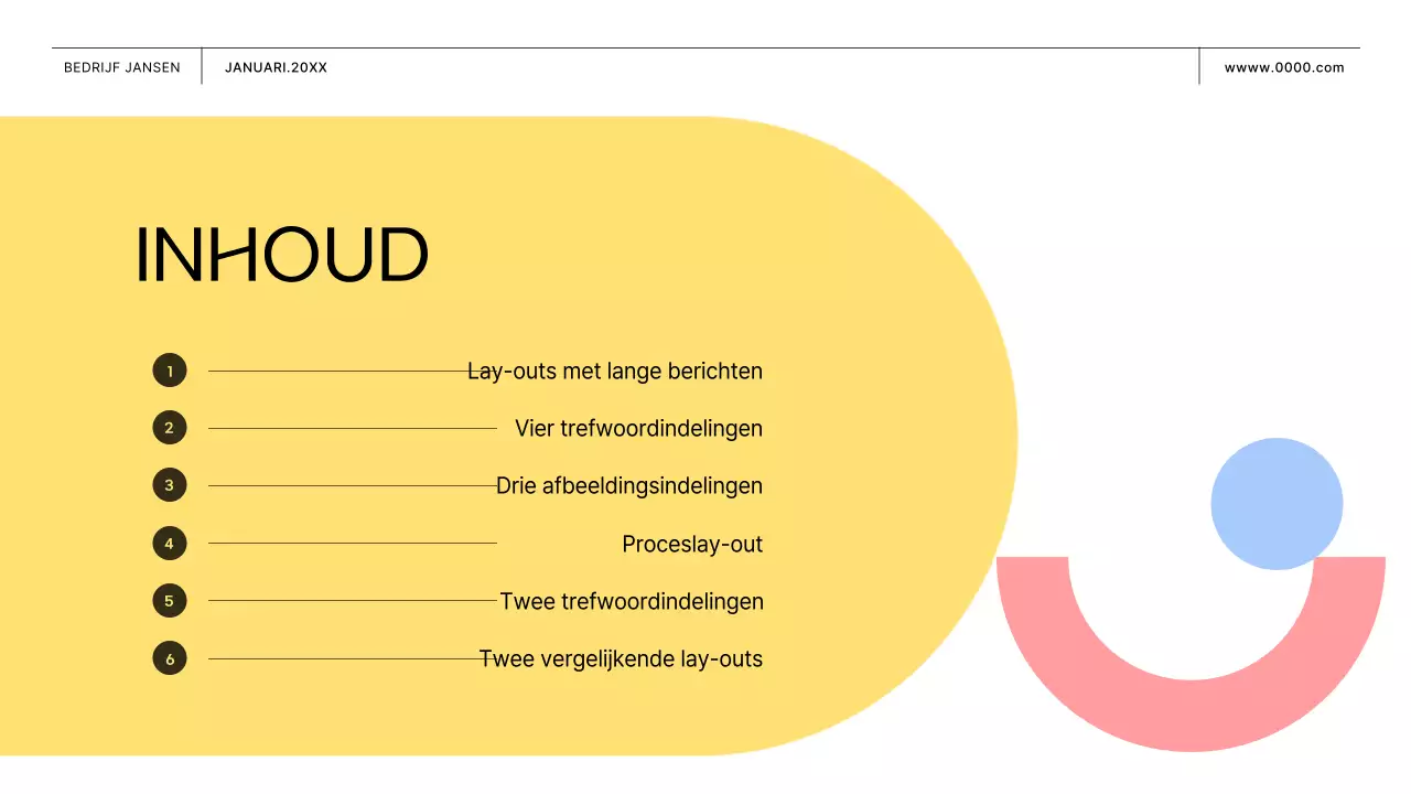 Zakelijk voorstel met roze en gele vormen