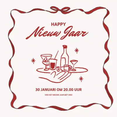 uitnodigingskaart nieuwjaar rood elegant
