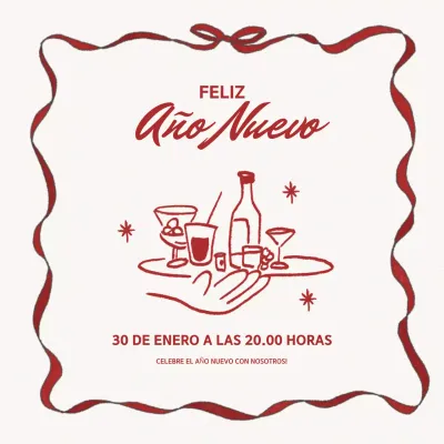 tarjeta de invitación de año nuevo elegante en rojo