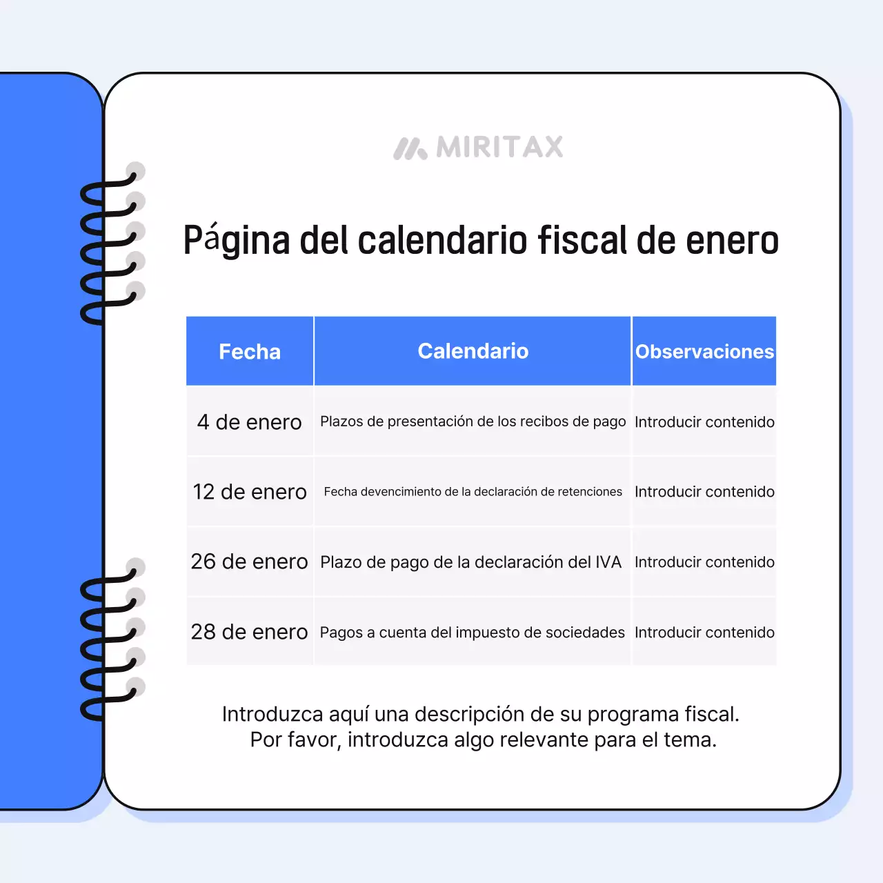 Promocione su entidad fiscal blue simple