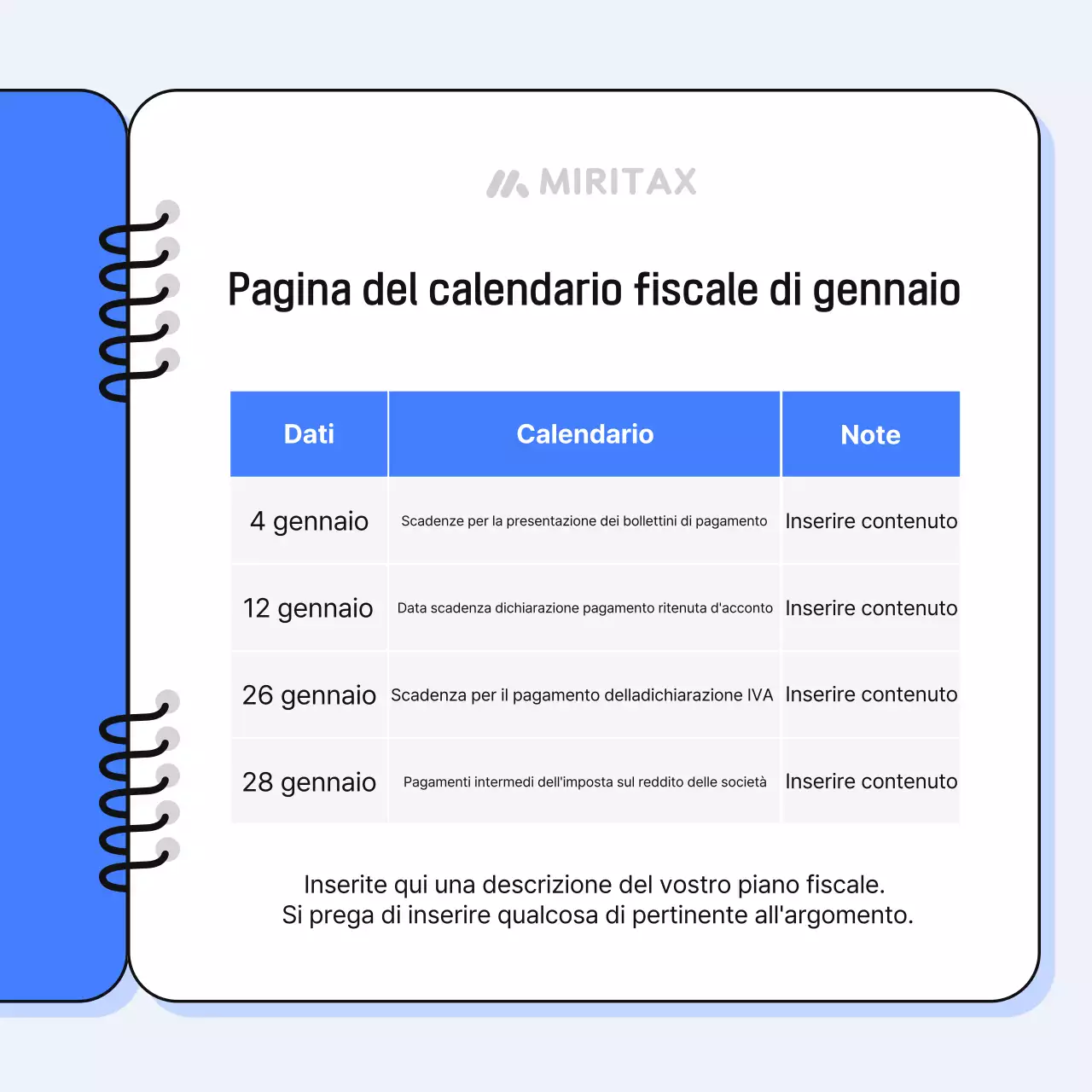 Promuovete la vostra entità fiscale blu semplice