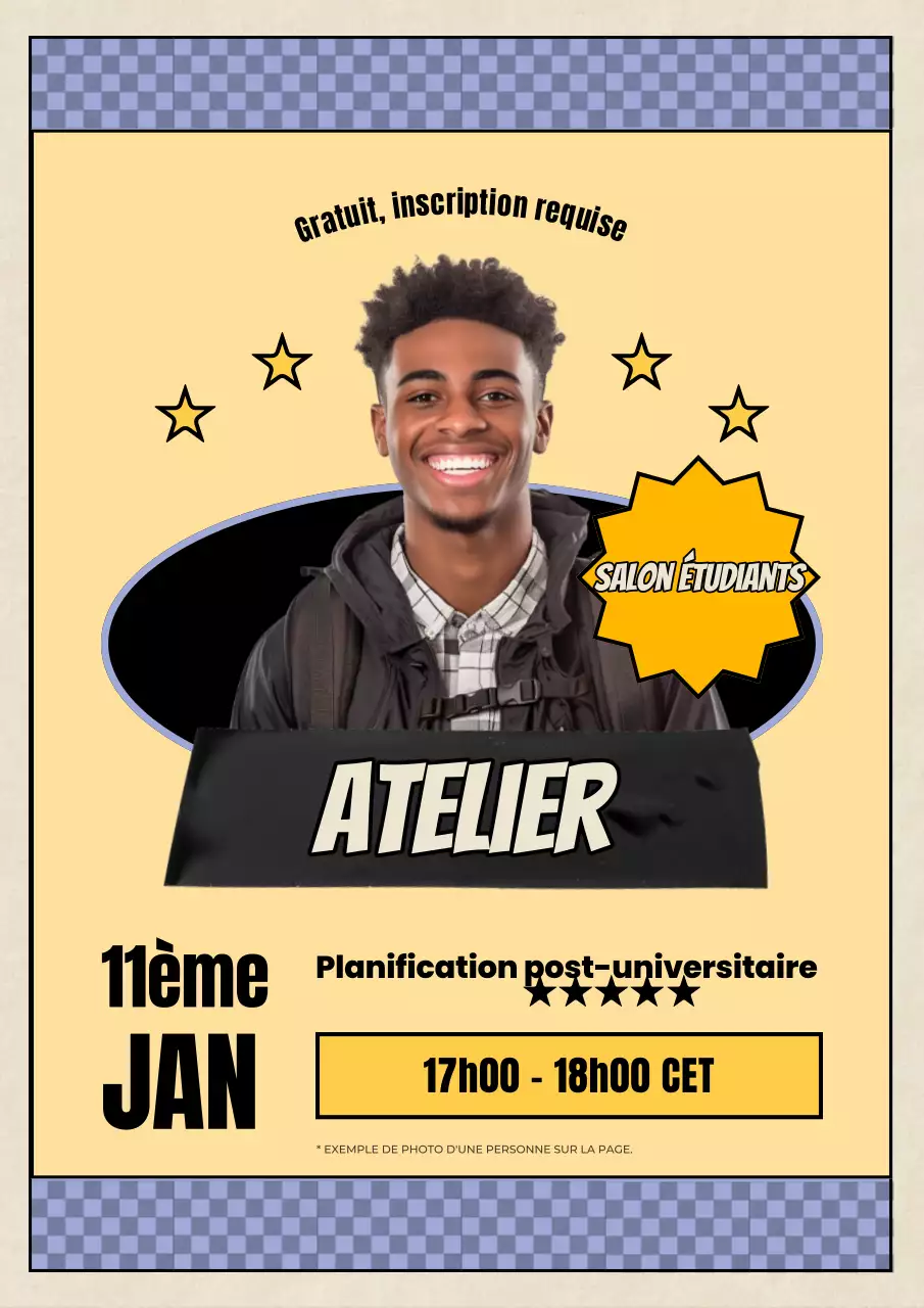 annonce de l'atelier de l'université retro jaune