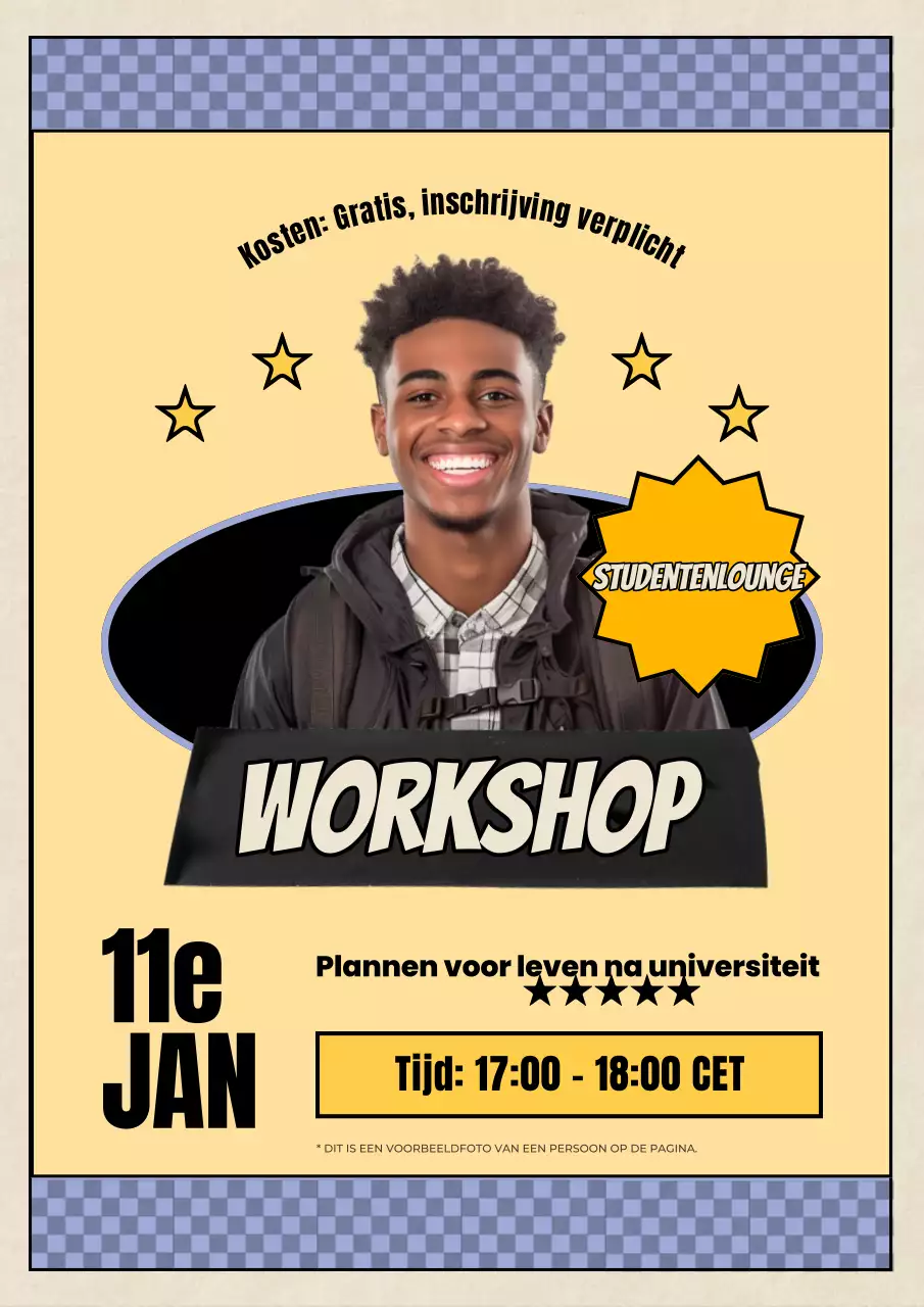 gele retro universiteit aankondiging workshop